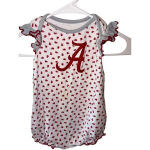 Gen2 Alabama Crimson Tide Baby Girls Romper 24M White Crimson Heart Print Bama